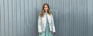 model wearing sustainably made quilted jacket