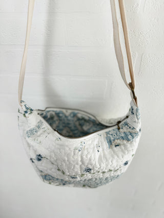 quilted bag on hanging on wall detail