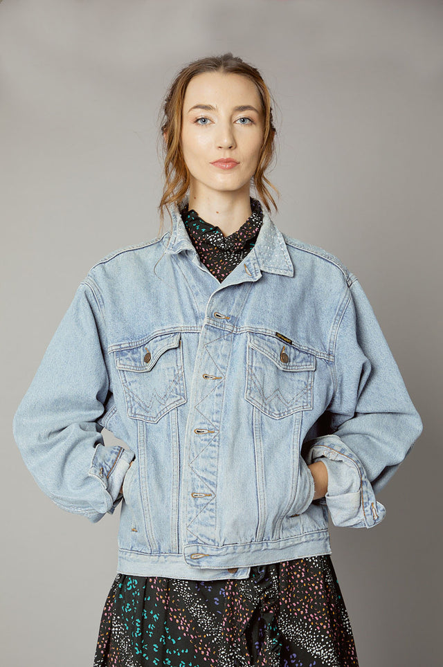 women wearing denim jacket