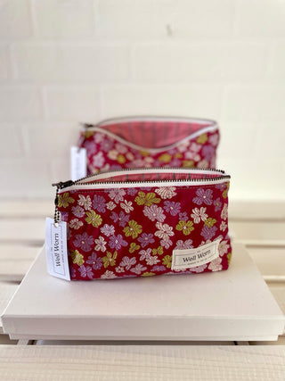 floral purses on table