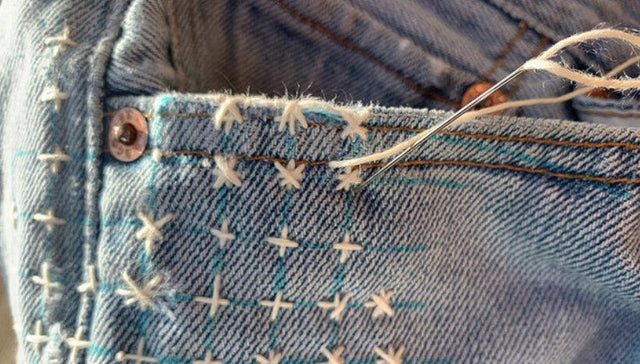 The Well Worn sashiko stitching shorts