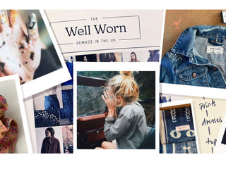 collage of the first mood board images for the well worn