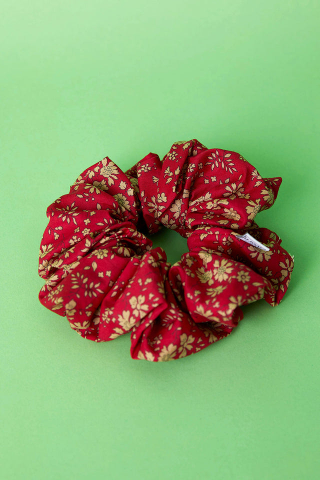 The Well Worn red printed floral scrunchie