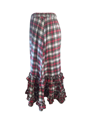 The Rosa Double Ruffle Skirt - Red Stewart Tartan