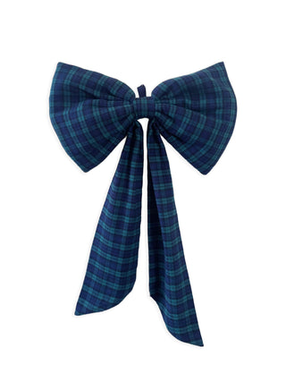 Blue plaid bow on a white background