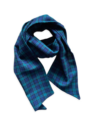 Blue plaid scarf on a white background