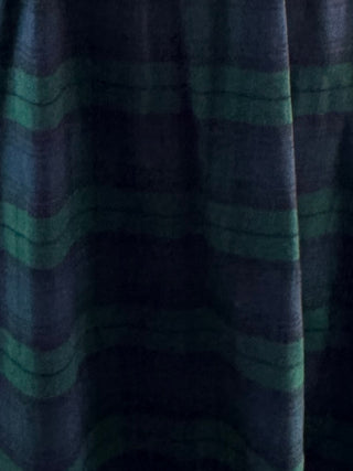 Close-up of a dark blue and green striped fabric texture