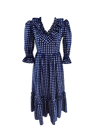 ruffle print cotton dress on mannnequin