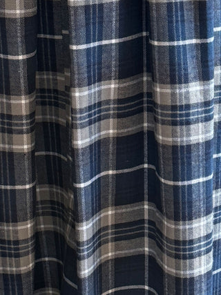 Close-up of blue and white plaid fabric