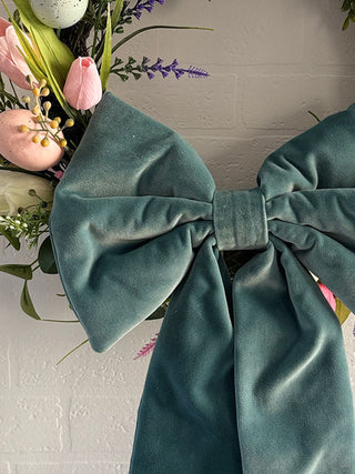 Pastel velvet fabric bows, perfect for sustainable and eco-conscious holiday decorations
