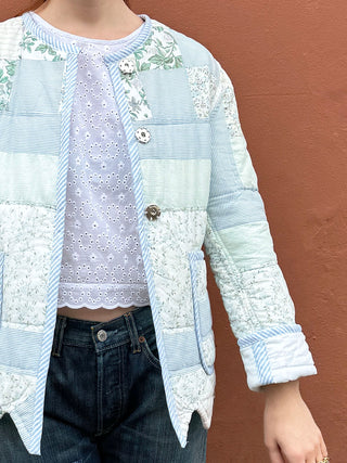 detail model wearing quilted jacket the well worn