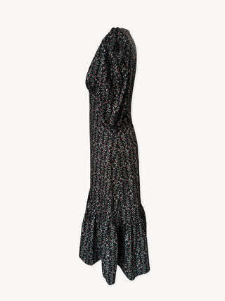 side black floral dress on mannequin
