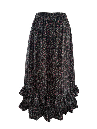 The Florence Skirt – Black Ditsy Cotton