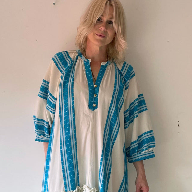 The Well Worn blue and white sustainable dress