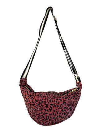 leopard print bag on white background
