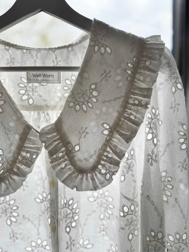 The Well Worn cutwork blouse with scalloped edge fabric