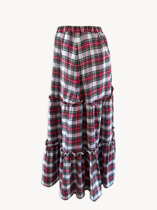 Plaid skirt with multiple layers on a white background