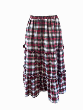 Plaid skirt with tiered design on a white background