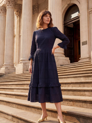 The Felicity Dress Navy Broderie