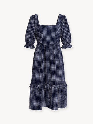 The Felicity Dress – Navy White Spot.