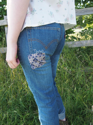 patched denim jean