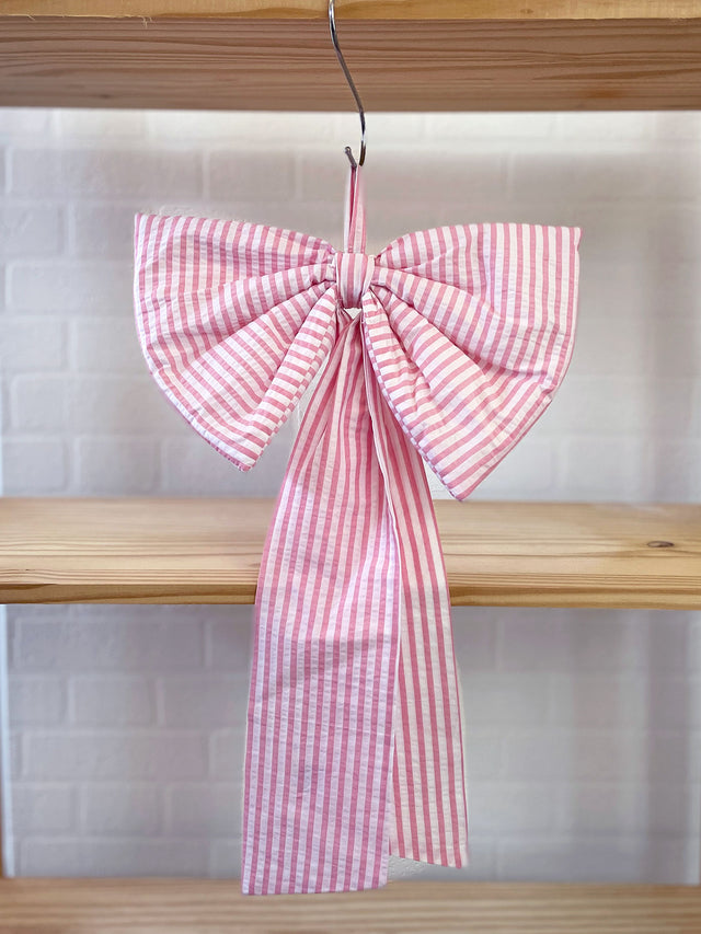 The Well Worn pink stripe bow