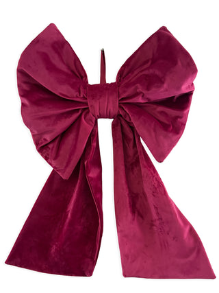 Large burgundy bow on a white background