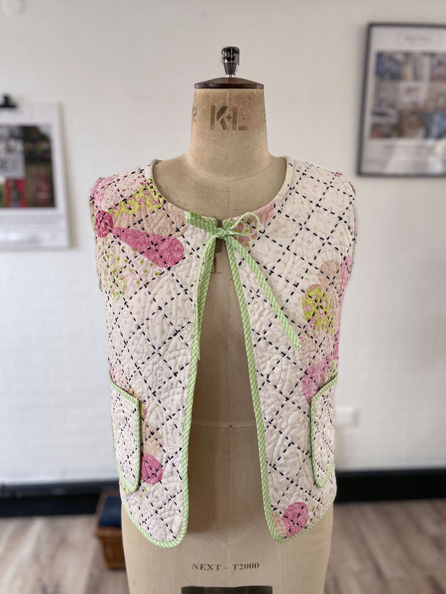 The Well Worn quilted waistcoat mannequin