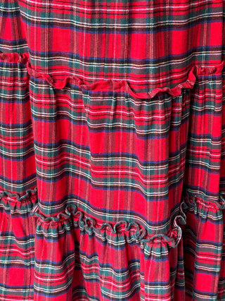Red plaid curtain with ruffled edges
