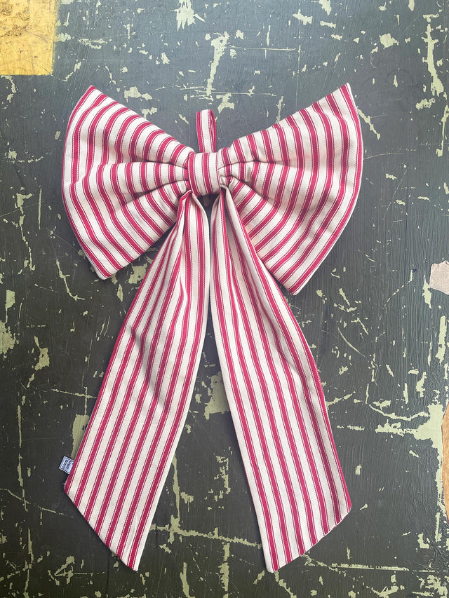 The Well Worn red ticking stripe bow