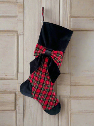 christmas stocking on wooden panels