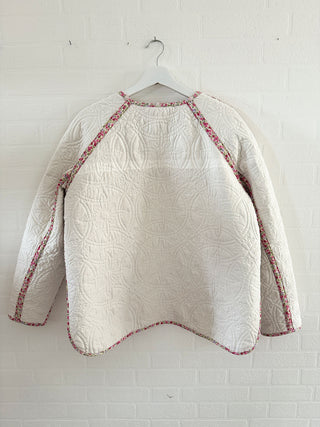 quilted jacket on wall back view