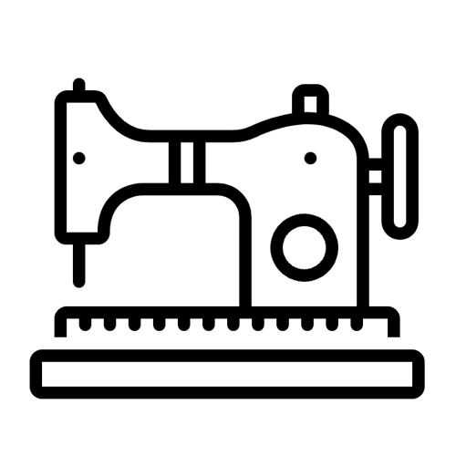 The Well Worn sewing machine line drawing