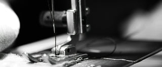 black white photo sewing machine
