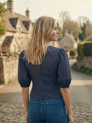 The Ivy Blouse - Navy Spot