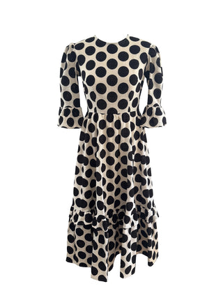 black white spot dress on white background