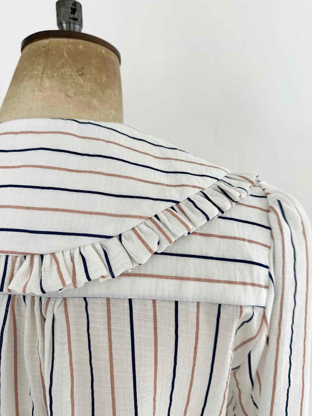 The Well Worn stripe blouse on mannequin yoke detail