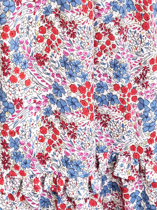 blue pink and red floral fabric
