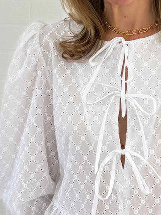 white bow detail sustainably made top
