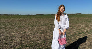 Sustainable, ethically made ruffle tote bag crafted from eco-friendly materials, offering a stylish and practical accessory for everyday use.