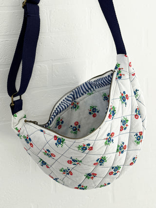 vintage fabric cross body bag inside