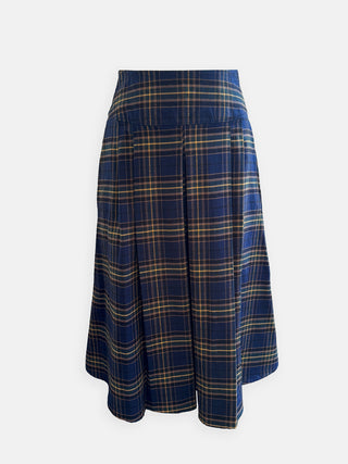 Blue plaid skirt on a white background