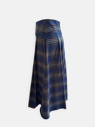 Blue plaid skirt on a white background