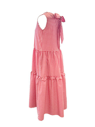 Red and white checkered dress on a white background
