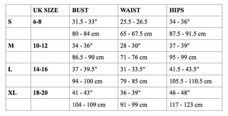 sizing chart for the well worn