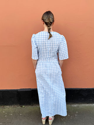 The Well Worn handmade gingham seersucker dress, UK-made limited edition piece