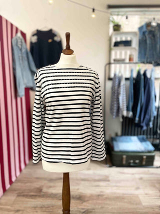 upcycled breton on mannequin