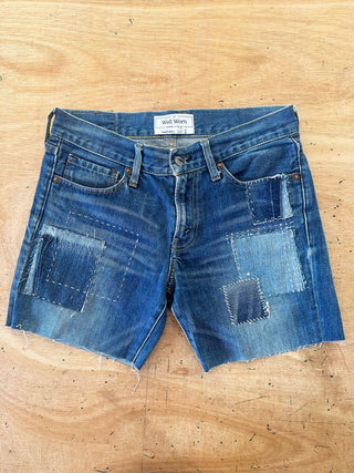 denim shorts on table