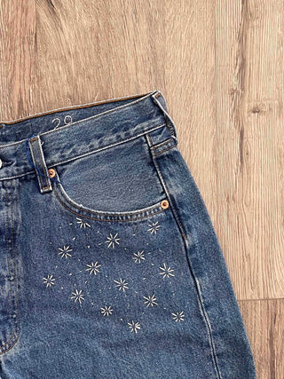 hand stitched denim shorts