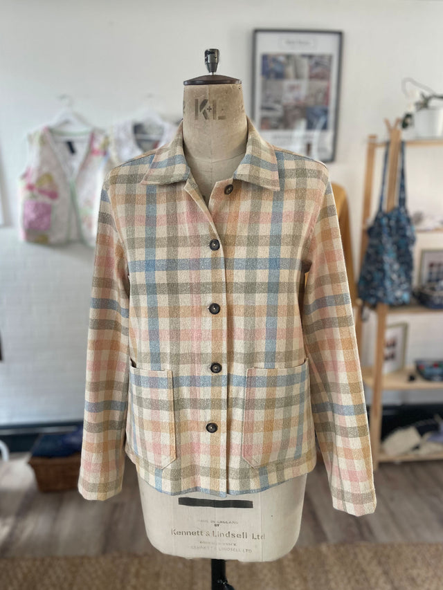 vintage fabric chore jacket on mannequin